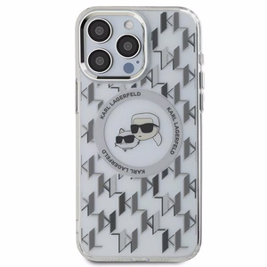 Karl Lagerfeld IML Monograma Karl & Choupette Galva Magnetinis Dėklas telefonui iPhone 15 Pro - skaidrus