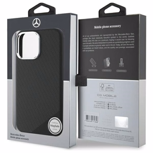 Mercedes MEHMP16L23SUGDK iPhone 16 Pro 6.3" juodas kietasis dėklas silikoninis su toniniu logotipu ir medžio raštu Magnetinis (MagSafe)