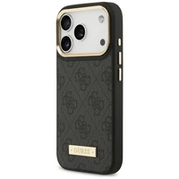 Guess 4G Logo Plate Magnetinis dėklas iPhone 17 Pro - juodas