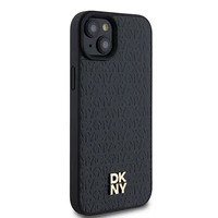DKNY Odinis monogramos rašto metalinis logotipas Magnetinis dėklas iPhone 15 Plus / 14 Plus - juoda