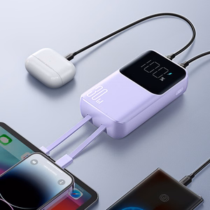 Mini išorinė baterija Joyroom JR-PBC07 20000mAh 30W su USB-C ir Lightning laidais (violetinė)