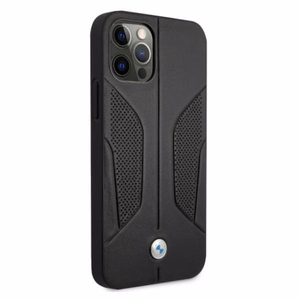 BMW odinis dėklas su perforuotais šonais iPhone 12 Pro Max - juodas