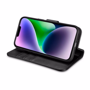 Чехол iCarer Wallet 2in1 для iPhone 14 Plus Anti-RFID кожаный с откидной крышкой чёрный