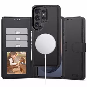 Tech-Protect Wallet MagSafe Case for Samsung Galaxy S26 Ultra Matte Black