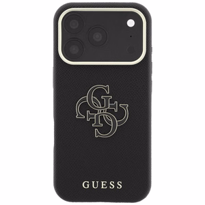 Guess Grained & Big Resin Logo dėklas, skirtas iPhone 18 Pro / 17 Pro – juodas