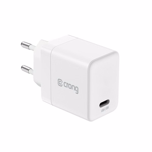 Crong Ultra Compact GaN USB-C sieninis įkroviklis, 45 W PD 3.0, PPS, baltas