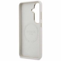 Guess dėklas Rhinestone Round Logo MagSafe skirtas Samsung Galaxy S26 Plus smėlio spalvos