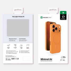 AmazingThing Minimal Air dėklas iPhone 17 Pro Max, suderinamas su MagSafe – oranžinis