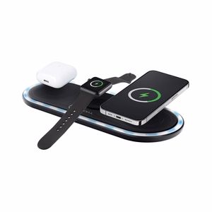 FORCELL F-ENERGY Ellipse belaidis įkroviklis 3in1 suderinamas su Apple Qi QC 15W juodas