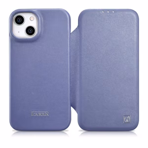Чехол iCarer CE Premium Leather Folio для iPhone 14 Plus магнитный с откидной крышкой MagSafe светло-фиолетовый