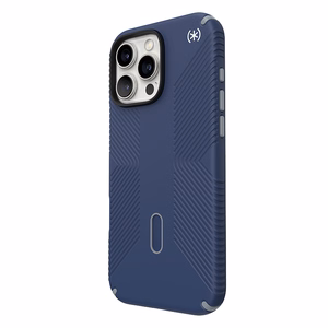 Speck Presidio2 Grip dėklas su MagSafe ir ClickLock, skirtas iPhone 16 Pro Max, „Coastal Blue/Dust Grey“