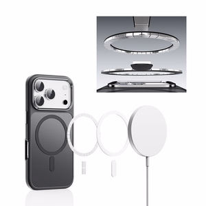 Rock Guard Touch Matte Serijos Magnetinė Dėklas ant Iphone 17 Pro Max - juodas (metalinis objektyvo rėmas)