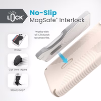 Speck Presidio2 Grip ClickLock & Magsafe - iPhone 15 Plus / iPhone 14 Plus dėklas (Bleached Bone / Heirloom auksinis / Hazel rudas)