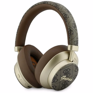 Belaidės ausinės Guess ENC 4G Gold Script Metal, rudos