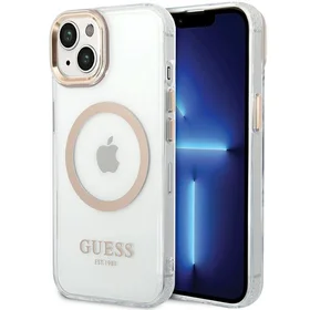 Guess metalinis kontūras Magnetinis dėklas iPhone 15 Plus / 14 Plus - auksinis