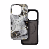 FORCELL F-PROTECT Mirage, karinio lygio dėklas su MagSafe, suderinamas su IPHONE 15 PRO MAX sidabrinis rūkas