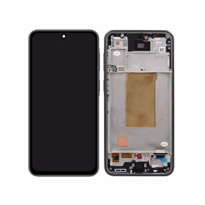 Ekranas Samsung A376 A37 5G su lietimui jautriu stikliuku ir rėmeliu Black OLED (real size)
