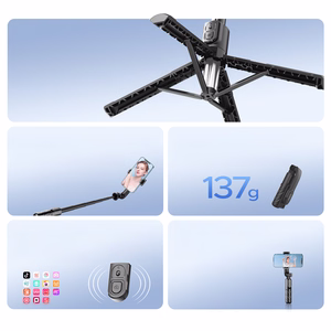 Asmenukių lazda Orico SPN100 1/4 colio trikojis telefono kamerai su 360 laipsnių pasukimu Bluetooth 5.2 - juoda