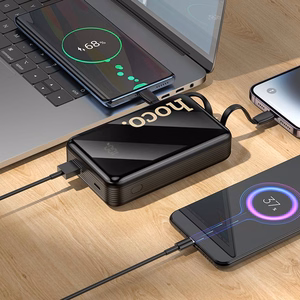 Išorinė baterija Hoco 20000 mAh QC PD 22,5W su integruotais laidais USB C + Lightning Q37A juoda