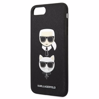 Karl Lagerfeld Saffiano Karl&Choupette Galvos dėklas telefonui iPhone 7 Plus / iPhone 8 Plus - juodas