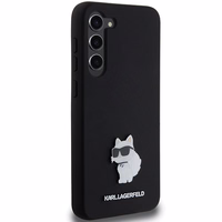 Karl Lagerfeld silikoninis Choupette metalinis ženkliukas dėklas telefonui Samsung Galaxy S24+ - juodas