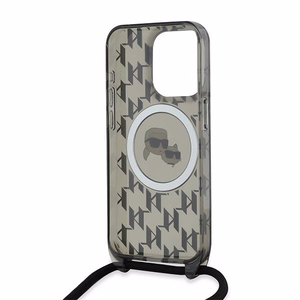 Karl Lagerfeld IML Crossbody Monogram Karl & Choupette Head Magnetinis dėklas telefonui iPhone 15 Pro - juodas