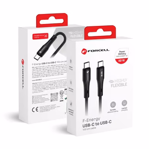 Кабель USB C to USB C Forcell F-Energy QC4.0 PD 3A 60W Silicone 1 m C344 чёрный