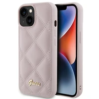 Guess Quilted Metal Logo dėklas telefonui iPhone 15 - rožinė