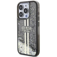 Guess Liquid Glitter Gold Stripes dėklas iPhone 15 Pro Max - juodas