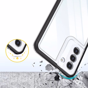 Skaidrus 3in1 dėklas Samsung Galaxy S21 + 5G (S21 Plus 5G) rėmelio gelinis dangtelis juodas