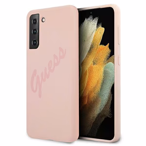 Dėklas telefonui Guess GUHCS21MLSVSPI S21+ G996 rožinis/rožinis kietasis dėklas Script Vintage
