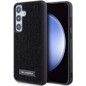 Karl Lagerfeld su kalnų krištolo metaliniu logotipu dėklas telefonui Samsung Galaxy S24 - juodas