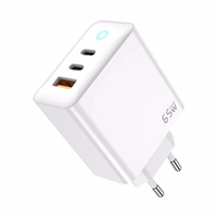 JELLICO tinklo įkroviklis EU20 GaN PD 65W 2xUSB-C + 1xUSB QC3.0 + laidas USB-C - USB-C baltas