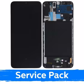 Ekranas skirtas Samsung A705 2019 A70 juodas su rėmeliu (Service Pack)