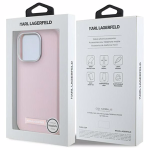 Karl Lagerfeld FW Metal Plate magnetinis dėklas iPhone 15 Pro - rožinė