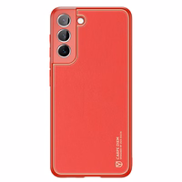 Dux Ducis Yolo elegantiškas dėklas iš ekologiškos odos Samsung Galaxy S22 + (S22 Plus) raudonas