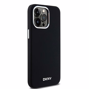 DKNY DKHMP15XSMCHLK iPhone 15 Pro Max6.7" juodas dėklas Liquid Silicone Small Metal Logo MagSafe