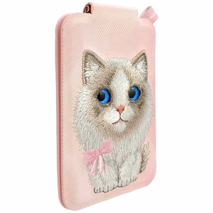 Nimmy New Big-Eye Cute Pets 2.0 Cat magnetinis „MagSafe“ kortelių dėklas telefonui su stovu – rožinis