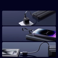 Joyroom JR-PBF19 22.5W 10000mAh išorinė baterija su dviem įmontuotais kabeliais - juoda