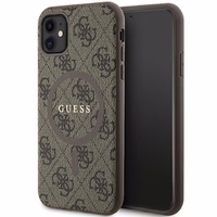 Guess GUHMN61G4GFRW iPhone 11 6.1" / Xr rudas/rudas kietas dėklas 4G kolekcija odinis metalinis logotipas Magnetinis
