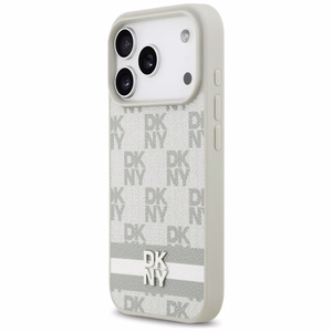DKNY Checkered with Printed Stripes iPhone 17 Pro чехол - бежевый