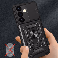 Hybrid Armor Camshield šarvuotas dėklas telefonui Samsung Galaxy S24+ su kameros dangteliu - juodas