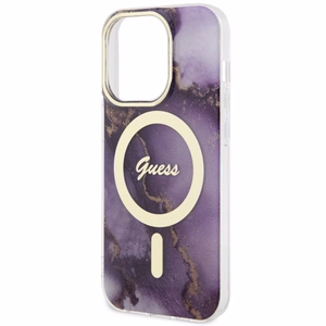 Guess GUHMP14LHTMRSU iPhone 14 Pro 6.1" violetinis/violetinis kietas dėklas Auksinis Marmuras MagSafe