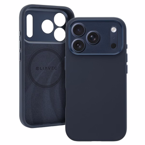 Liavec Silk Shield dėklas su metaliniu kameros rėmeliu, skirtas Iphone 17 Pro Max tamsiai mėlynas