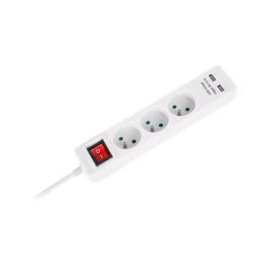Rebel ilgintuvas, 3 lizdai + 2 USB lizdai, su jungikliu, 5 m
