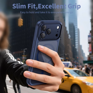 Tech-Protect Magpeak MagSafe CC dėklas telefonui iPhone 17 Pro - skaidriai tamsiai mėlynas