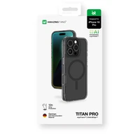 AmazingThing Titan Pro Mag dėklas su magnetiniu žiedu iPhone 16 Pro - juodas