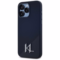 Karl Lagerfeld Silikoninis Shadow Metal Initial Magnetinis dėklas telefonui iPhone 15 Pro juodas
