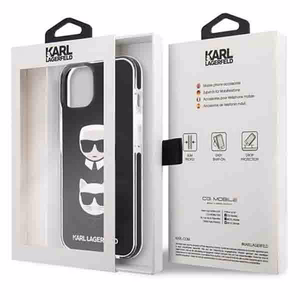 Dėklas telefonui Karl Lagerfeld Karl&Choupette Head Case iPhone 13 - juodas
