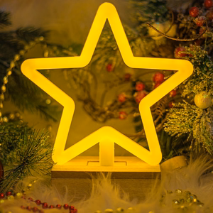 Neon Wood stovas LED STAR šiltai baltas FLNW04 Forever Light
